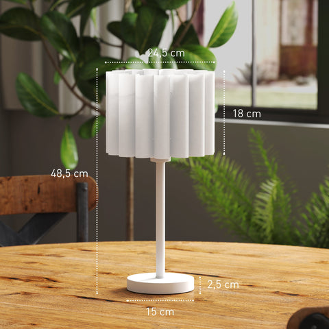 Rootz Bedside Lamp - Retro Style Desk Lamp - Modern Table Lamp - Button Switch - Plastic Screen - White - Ø25 x 48.5cm