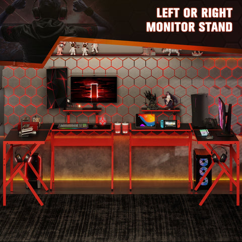 Rootz Gaming Desk - Computer Table - Height-Adjustable Shelf - Headphone Hook - Ergonomic Design - 125x125x75cm