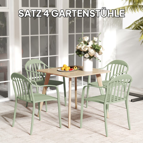 Rootz 4-Piece Garden Chair Set - Outdoor Stacking Chairs - Weatherproof Armchair - UV Resistant - 57cm x 54cm x 78cm