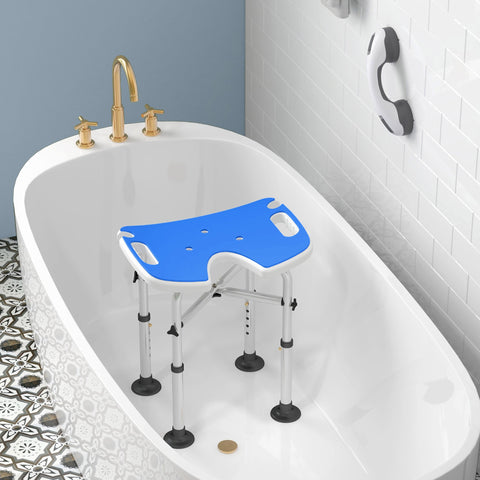 Rootz Shower Stool - Shower Seat - Bath Chair - Adjustable Height - 48.5W x 33D x 39-51.5H cm