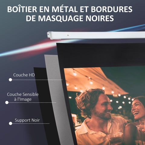 Rootz 100 Inch Projection Screen - Motorized Canvas - Home Theater Screen - 4K HD - Wall/Ceiling Mount - 247cm x 7.5cm x 168cm