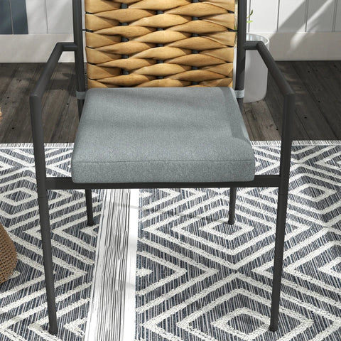 Rootz Garden Chairs - Outdoor Chairs - Patio Chairs - Seat Cushions - Weather Resistant - Modern Design - PE Rattan - Polyester - Brown-Gray - 40W x 47D cm