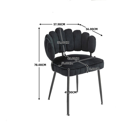Rootz 2 Piece Set Velvet Dining Chairs - Dining Room Chairs - Office Chairs - Luxurious Comfort - 57.98cm x 56cm x 78cm