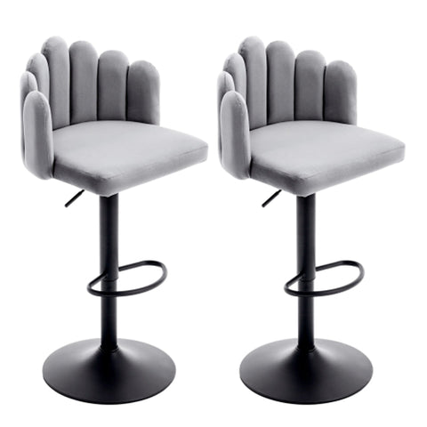 Rootz Set of 2 Velvet Bar Chairs - Bistro Stools - Ergonomic Seating - 360° Rotatable - 56cm x 41cm x 88-108cm