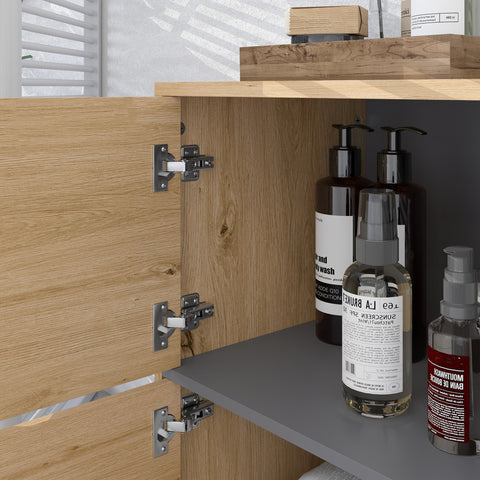 Rootz Bathroom Cabinet - Storage Furniture - Bathroom Organizer - Brown Look - 80cm x 35cm x 70cm - Stylish & Practical
