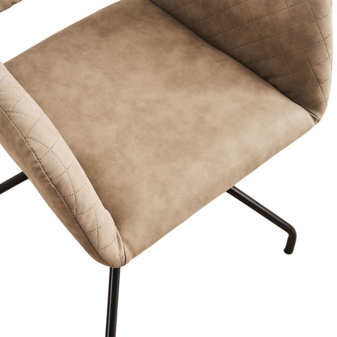 Rootz 2 Piece Khaki Makeup Chair Set - Vanity Seating - Faux Leather Chairs - Ergonomic Comfort - 58cm x 55.88cm x 79cm