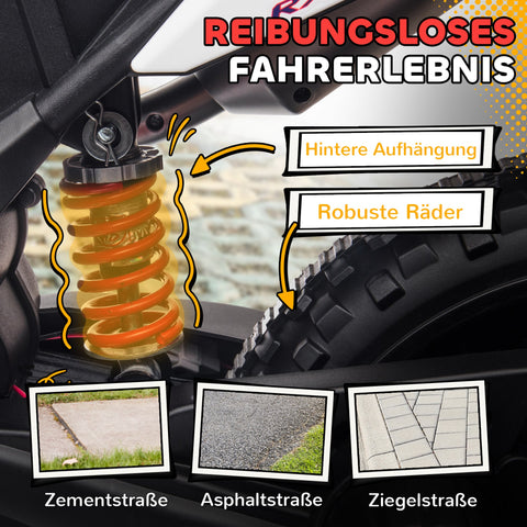 Rootz 12V Kids Motorcycle with Training Wheels - Electric Bike - Ride-On Toys - Smooth Ride - 106.5cm x 56cm x 80cm