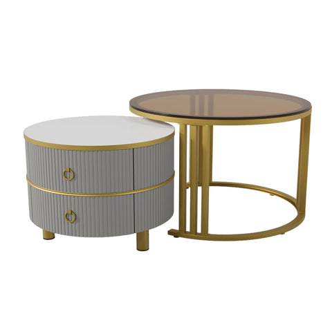 Rootz 2-in-1 Coffee Table Set - Modern Furniture - Elegant Tables - Ample Storage Space - 70 x 70 x 45 cm & 50 x 50 x 40 cm