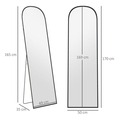 Rootz Stand Mirror - Full Body Mirror - Modern Design - Clear Reflection - 50cm x 1.5cm x 161.5cm - Black