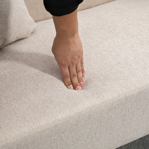 Rootz 2 Seater Sofa - Loveseat - Couch - Easy to Clean - 130cm x 70cm x 80cm, Cream Velvet, Rubberwood Legs