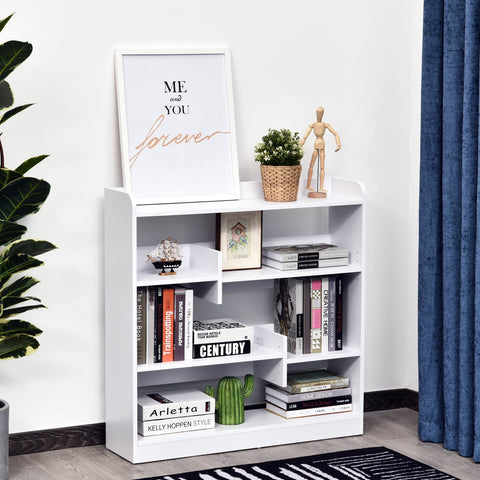Rootz Bookcase Shelf - Storage Furniture - Bookshelf - Compact Design - 90L x 24W x 91H cm - Elegant & Versatile 4 Level Chipboard in White