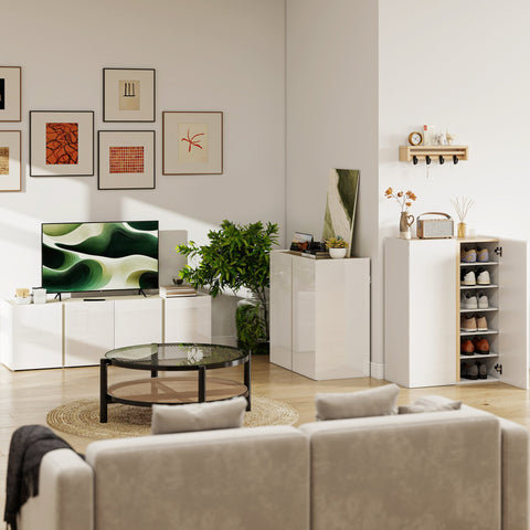 Rootz White Chest of Drawers - Sideboard - Soft-Close Doors - Adjustable Shelves - 80x40x80 cm