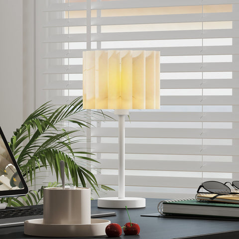 Rootz Bedside Lamp - Retro Style Desk Lamp - Modern Table Lamp - Button Switch - Plastic Screen - White - Ø25 x 48.5cm