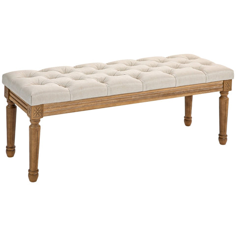 Rootz Bed Bench - Upholstered Bench - Bedroom Stool - Linen Look Fabric - Thick Padding - 120cm x 41cm x 48cm