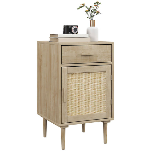 Rootz Bedside Table - Nightstand - Side Table - Bohème Style - Rattan Door - 40 x 40 x 68.5 cm