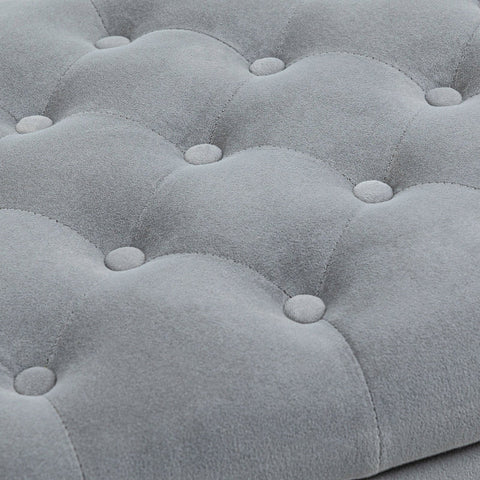 Rootz Upholstered Bed Bench - Velvet Bench - Storage Bench - Elegant Design - Ample Storage - Comfortable Seating - 126cm x 48.5cm x 57cm - Gray