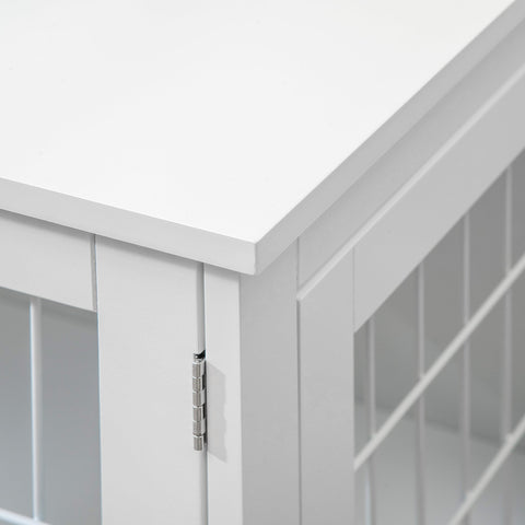 Rootz Dog Cage & Side Table - Pet Crate - Indoor Playpen - Decorative Furniture, 2 Locking Doors, 76L x 54.5W x 56H cm, Metal & MDF