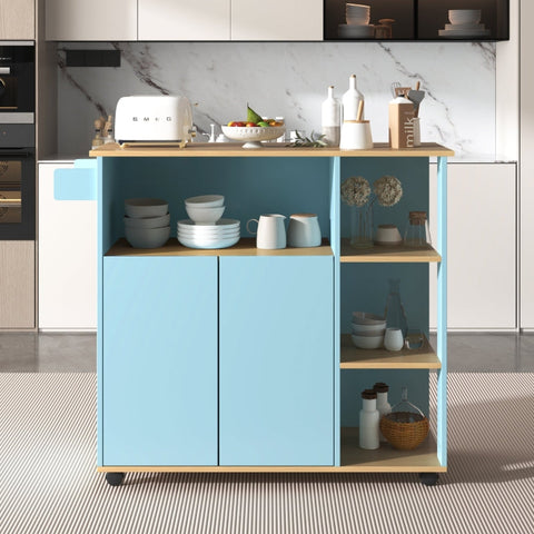 Rootz Minimalist Modern Kitchen Cart - Kitchen Island - Rolling Trolley - Movable Storage - 105L x 38W x 89.5H cm