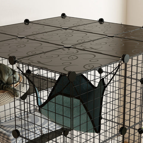 Rootz 4 Level Rabbit Cage - Small Animal Enclosure - Adaptable Grid Panels - Spacious Design - 105 x 105 x 140 cm