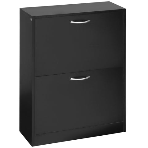 Rootz Shoe Cabinet - Shoe Rack - Footwear Storage - Modern Design - 60L x 24W x 80H cm - Black