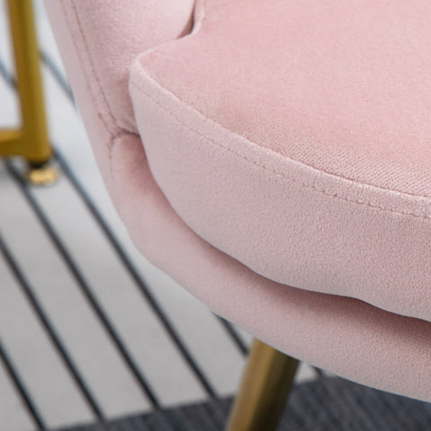 Rootz Shell Chair Velvet Dressing Chair - Salon Chair - Upholstered Chair - Gold Plated Legs - 67W x 64D x 77H cm