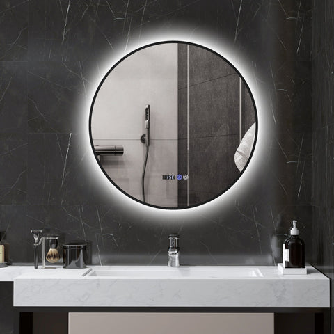 Rootz Round LED Bathroom Mirror - Illuminated - Touch Control - Adjustable Brightness - Ø 70cm x 3T cm