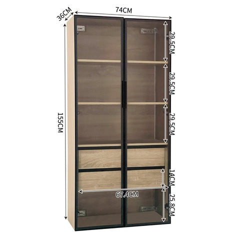 Rootz Bathroom Cabinet Set - Storage Solution - Display Cabinet - LED Lighting - 74cm x 36cm x 155cm