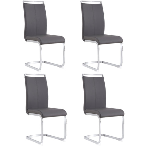 Rootz 4 Piece Set Dining Chairs - Dinner Chairs - Ergonomic Seating - Chrome-Plated Stability - 42cm x 54cm x 100cm