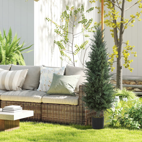 Rootz Cypress-Art Plant - Artificial Greenery - Faux Foliage - UV-Resistant - 40 x 120 cm with Pot