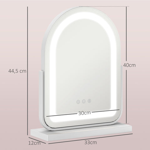 Rootz Cosmetic Mirror with LED Lighting - Vanity Mirror - Makeup Mirror - Rotatable, Touch Control, 33cm x 12cm x 44.5cm