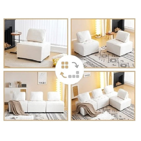 Rootz Modular Sofa - Modern Sectional Couch - Teddy Velvet - Maximum Comfort - 76cm x 73cm x 76cm - Holds 150kg