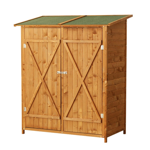 Rootz Tool Shed with Side Table - Garden Storage - Outdoor Shed - Weatherproof - Multi-functional - Secure - 139W x 75D x 160H cm - Fir Wood