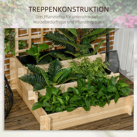 Rootz verhoogd bed met traliewerk - verhoogde tuinplanter - verticale tuin - natuurlijk houten frame - bevordert een gezonde wortelontwikkeling - 95 cm x 95 cm x 110 cm