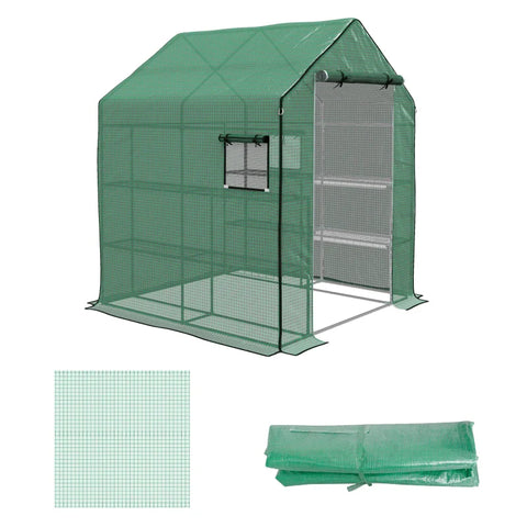 Rootz Greenhouse - Cold Frame Greenhouse - Film Greenhouse - Roll Up Doors - UV-resistant - Green - 140cm x 143cm x 190cm