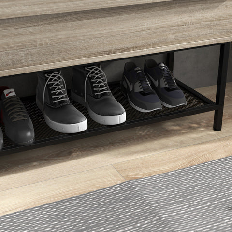 Rootz Shoe Bench Storage Shelf - Shoe Rack - Hidden Compartment - Modern Design - 84cm x 39.5cm x 61cm