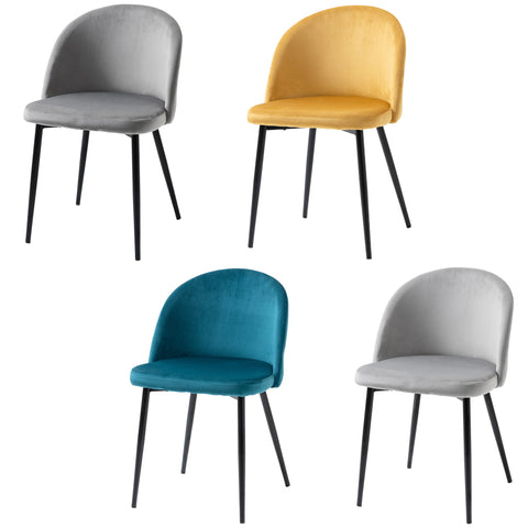 Rootz Scandinavian Dining Chairs Set - Velvet Kitchen Chairs - Ergonomic Seating - 49W x 50D x 77H cm - Multicolor