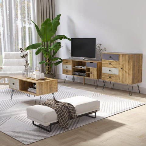Rootz TV Stand - Entertainment Unit - Media Console - Modern Design - 2 Cable Ducts - Hairpin Legs - 120cm x 39cm x 64cm