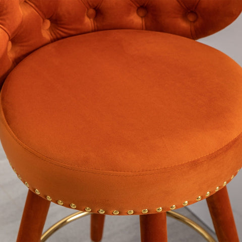 Rootz Velvet Bar Stool - Retro Stools - Luxurious Seats - 360° Rotation - Dimensions: 53cm x 50.5cm x 93cm