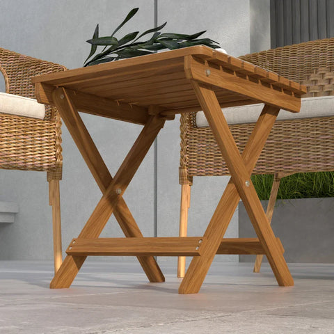 Rootz Folding Table - Side Table - 2set Garden Tables - Folding Camping Table - Table For Garden & Balcony - Acacia Wood - Teak - 45 x 45 x 45 cm