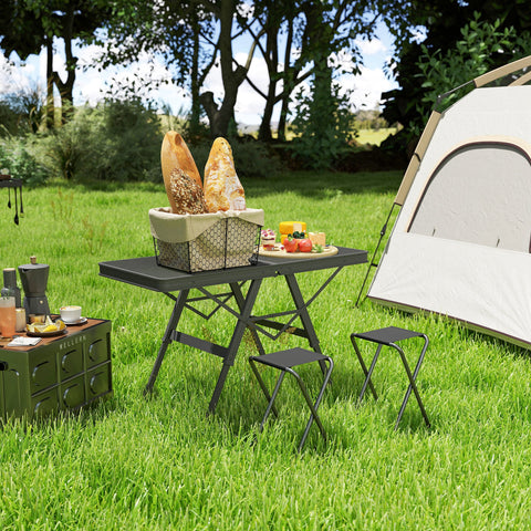 Rootz Adjustable Camping Table - Folding Picnic Table - Portable BBQ Table - Rust Resistant - 90cm x 40.5cm x 48/58cm