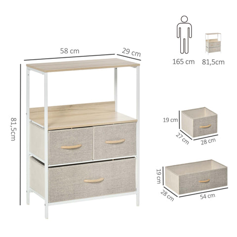 Rootz Chest of Drawers Storage Unit - Dresser - Bedroom Cabinet - Clutter Reduction - 58L x 29W x 81.5H cm