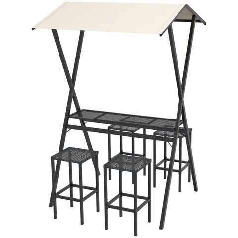 Rootz Outdoor Rattan Bar Furniture Set - Patio Bar Set - Garden Bar Set - Durable & Weatherproof - Comfortable Seating - Stylish Design - 147cm x 135cm x 230cm