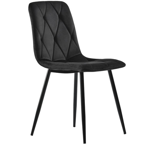 Rootz Black Velvet Dining Chairs Set - Luxurious Seating - Padded Comfort - Modern Design - 45cm x 40cm x 86cm