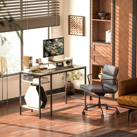 Rootz Computer Table Desk - Study Desk - Home Office Desk - Adjustable Shelves - 120cm x 48cm x 85.5cm