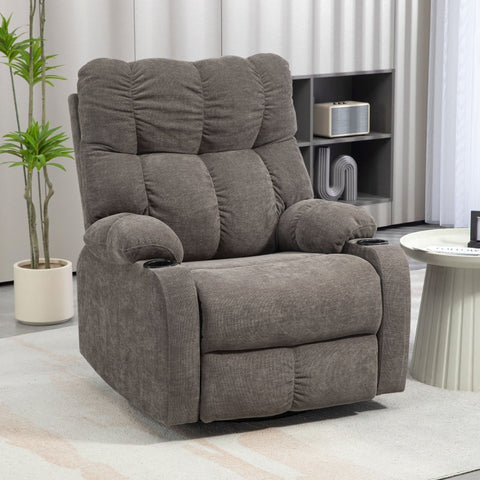 Rootz Recliner Chair - TV Armchair - Lounge Chair - Tilt up to 135° - Footrest - Swivel and Rocking - Linen Look Fabric - 88cm x 96cm x 108cm