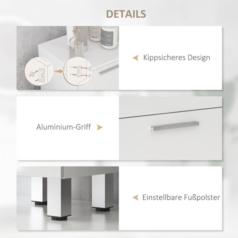 Rootz Bathroom Cabinet - Bathroom Storage Unit - 4 Drawer Organizer - Space-Saving Design - 30cm x 30cm x 93cm - White Chipboard