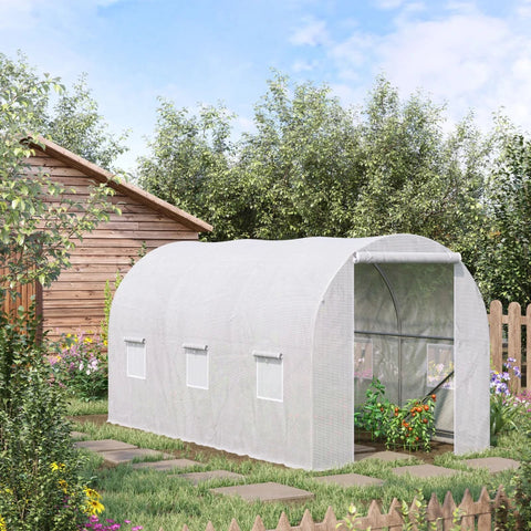 Rootz Greenhouse - Walk in Greenhouses - Outdoor Poly Tunnel - Galvanised Steel Frame - White - 3.5L x 2W x 2H m