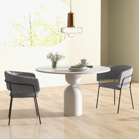 Rootz 2 Piece Set Dining Chairs - Padded Linen Chairs - Kitchen Seating - Steel Legs - 57cm x 53cm x 73cm - Ultimate Comfort & Style
