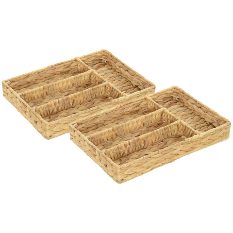 Rootz Set of 2 Storage Baskets - Organizer Bins - Compartment Caddies - Rustic Elegance - 36cm x 26cm x 5cm