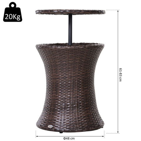 Rootz 2-in-1 Side Table Ice Bucket - Outdoor Cooler - Garden Table - Keeps Drinks Cool - Ø 48 x 83H cm - Resin Rattan - Adjustable Height